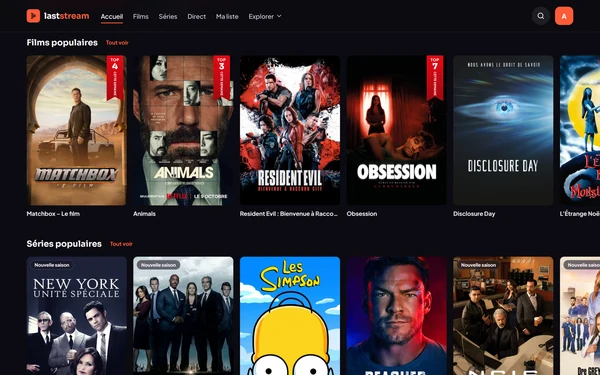 Rows of movies in Laststream.
